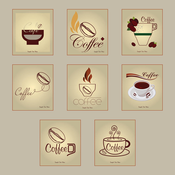 conjunto vectorial de diseños gráficos para envases de café o signo o símbolo de cafetería
 - Vector, Imagen