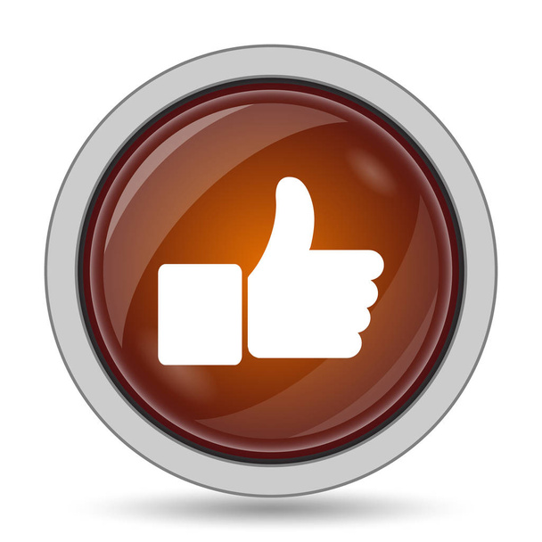 Thumb up icon, orange website button on white background - Photo, Image