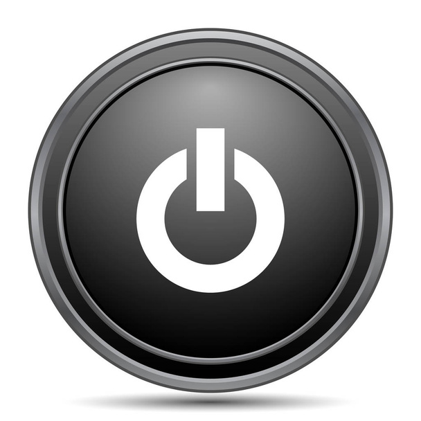 白い背景の上の電源ボタン アイコン、黒いウェブサイト ボタン - 写真・画像