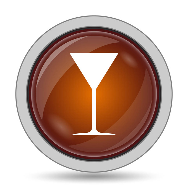 白い背景のマティーニ ガラス アイコン、オレンジのウェブサイト ボタン - 写真・画像