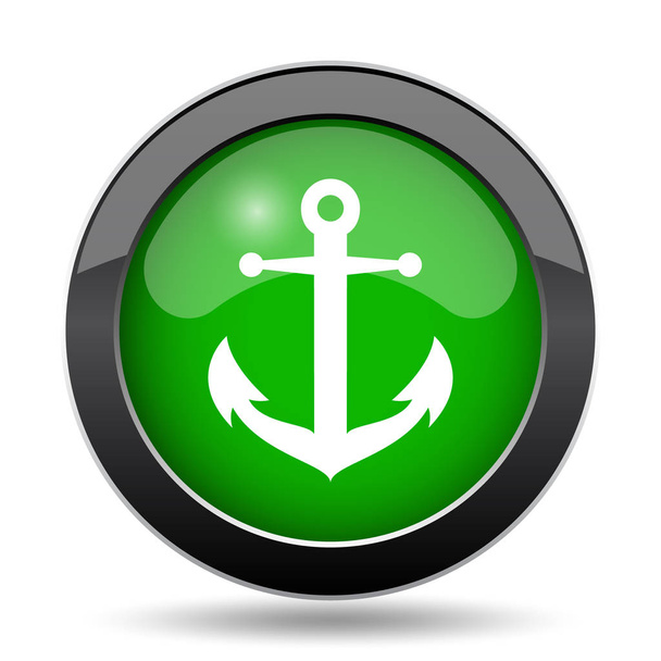 Anchor icon, green website button on white background - 写真・画像