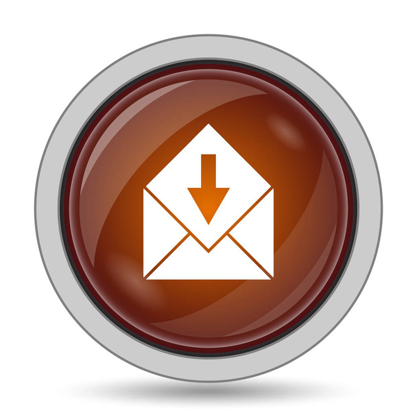 Receive e-mail icon, orange website button on white background - Photo, Image
