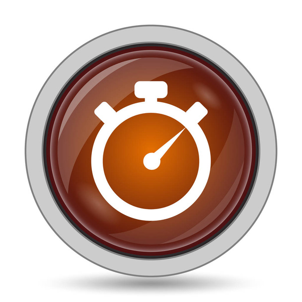 Időzítő ikon, narancssárga honlap gomb fehér háttér - Fotó, kép