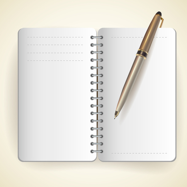 Vector of notepad and pen - Vector, Image