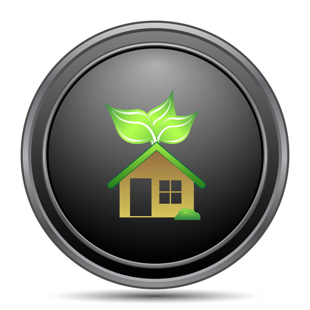Значок екологічного будинку, чорна кнопка веб-сайту на білому тлі
 - Фото, зображення