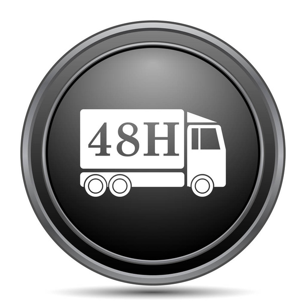 48h doručení truck, černé stránky tlačítko na bílém pozadí - Fotografie, Obrázek