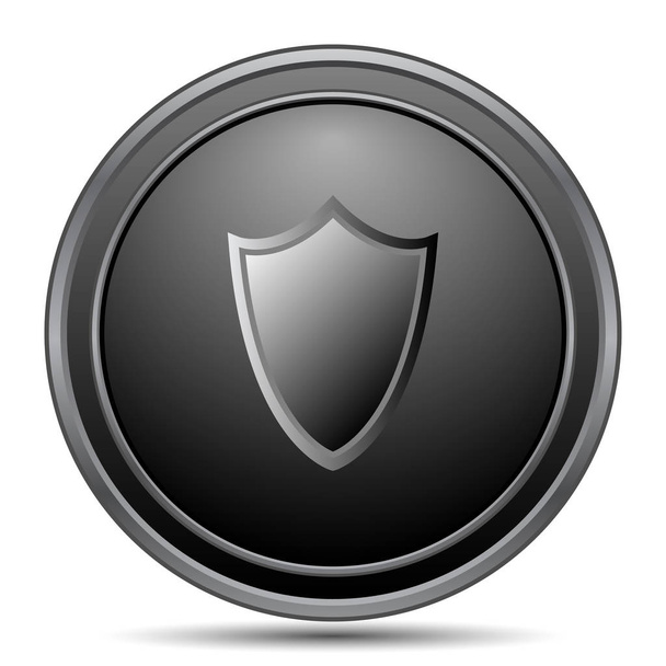 Shield icon, black website button on white background - Photo, Image