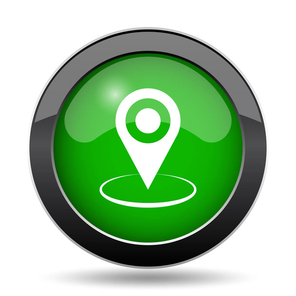 Icono de ubicación Pin, botón verde del sitio web sobre fondo blanco
 - Foto, imagen
