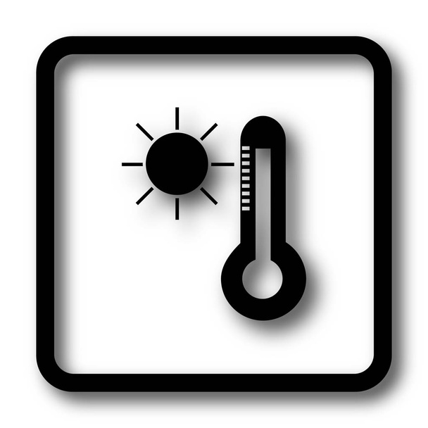 Sun and thermometer icon, black website button on white background - Photo, Image