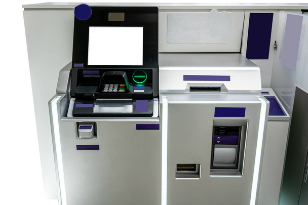 Фиолетовые и серебряные банкоматы. Станция автоматических машин
. - Фото, изображение