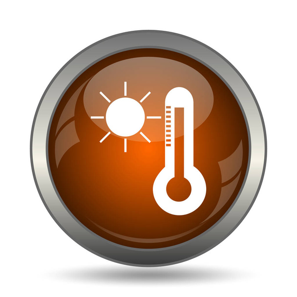 Icono de sol y termómetro. Botón de Internet sobre fondo blanco
. - Foto, Imagen