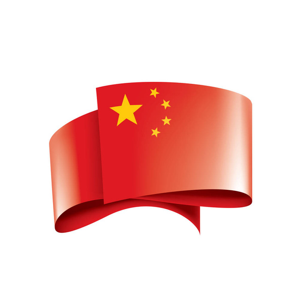 Kína zászló, vektor illusztráció fehér alapon. - Vektor, kép