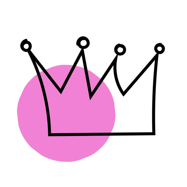 Vector illustratie. Handgetekende roze kroon op een witte achtergrond - Vector, afbeelding