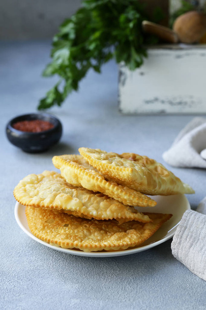 fried pies with meat - chebureks oriental cuisine - Photo, Image