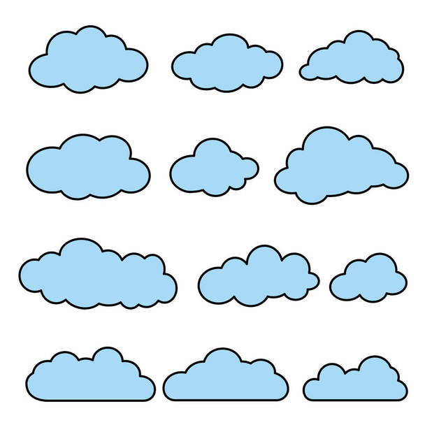Illustrazione vettoriale di nuvole a linea piatta
. - Vettoriali, immagini