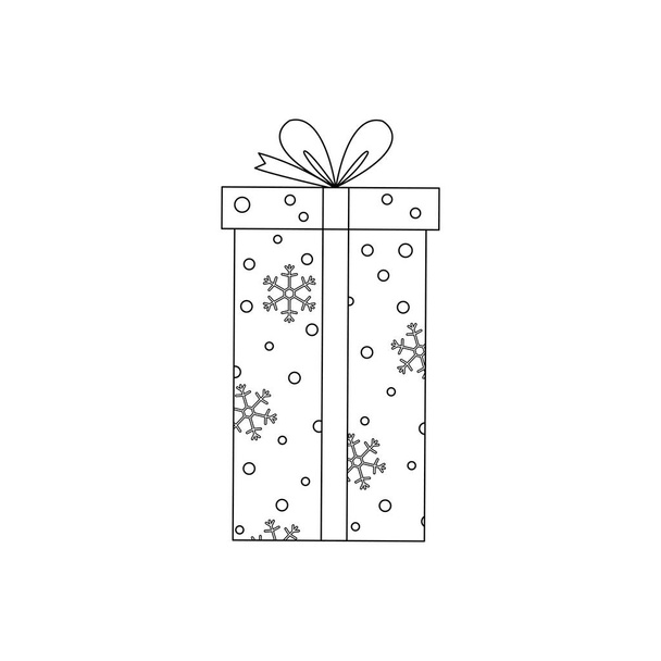 contour vectoriel boîte cadeau de Noël avec flocons de neige
.  - Vecteur, image