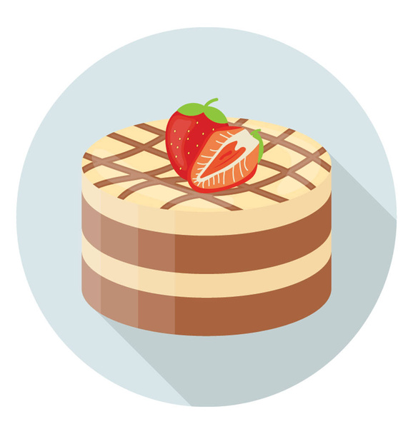 A party cake in caramel flavor with the strawberry topping  - Vector, Imagen