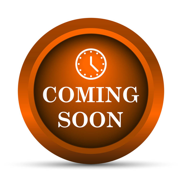 Coming soon icon. Internet button on white background - Photo, Image