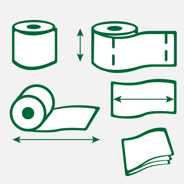 Toaletní papír role ikony se šipkami, koncepční vektor - Vektor, obrázek