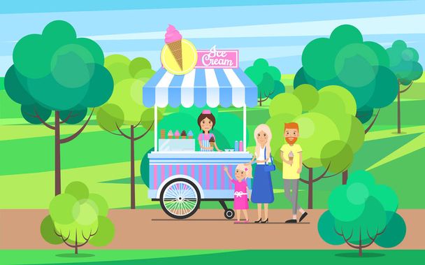 Estande de sorvete em Green Park Vector Ilustração
 - Vetor, Imagem