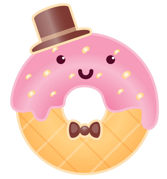 Cute Intelligent Donut Character Cartoon - Vector, Image