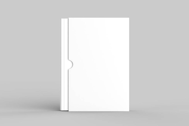 Libro Slipcase maqueta aislado sobre fondo gris suave. Ilustración 3D
. - Foto, Imagen