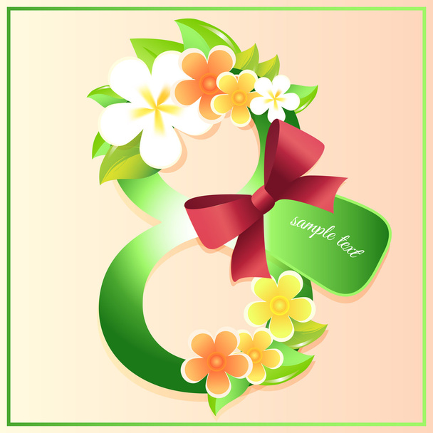 Tarjeta de felicitación vectorial de día para mujer con flores
 - Vector, imagen