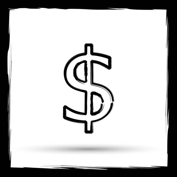 Dollar-Symbol. Internet-Taste auf weißem Hintergrund. Umrisse Design imitiert Pinsel - Foto, Bild