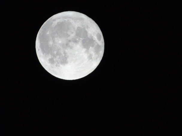  夜空の月を月、満月、クローズ アップの詳細ビュー - 写真・画像