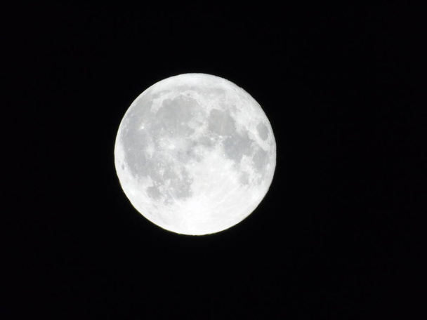  Λεπτομερής προβολή από κοντά η Σελήνη, Πανσέληνος, Σελήνη στον σκοτεινό ουρανό - Φωτογραφία, εικόνα