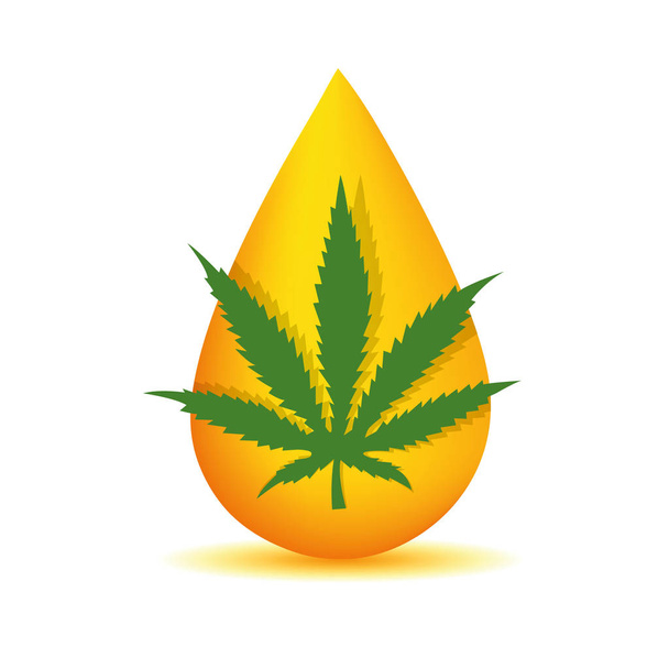 medicine cannabis green leaf oil drop - Vector, Image