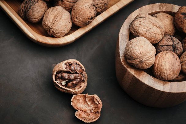 walnuts on a dark background - Photo, Image
