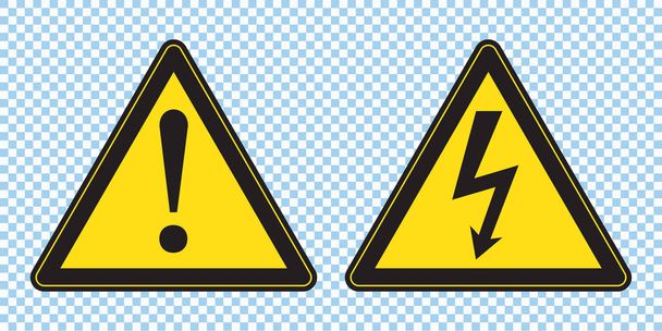 Sinal de alta tensão e sinal de perigo, símbolo de triângulo de perigo, sinal de aviso, ilustração vetorial
 - Vetor, Imagem