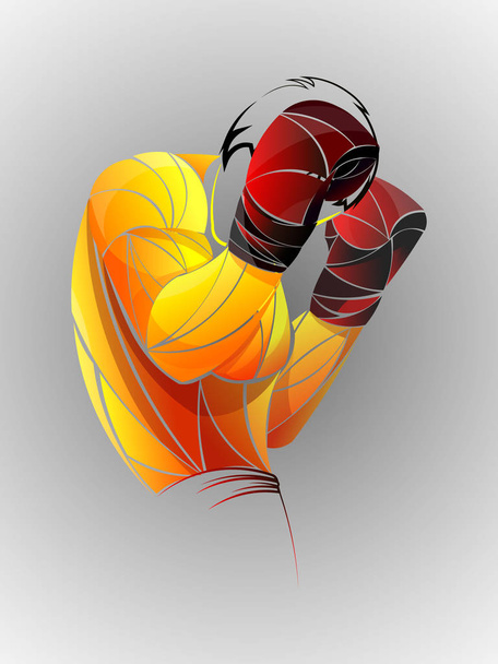 Boxer aus Teilchen. Box-Vektor-Illustration. Boxersilhouette. Athleten-Image aus Teilchen. - Vektor, Bild
