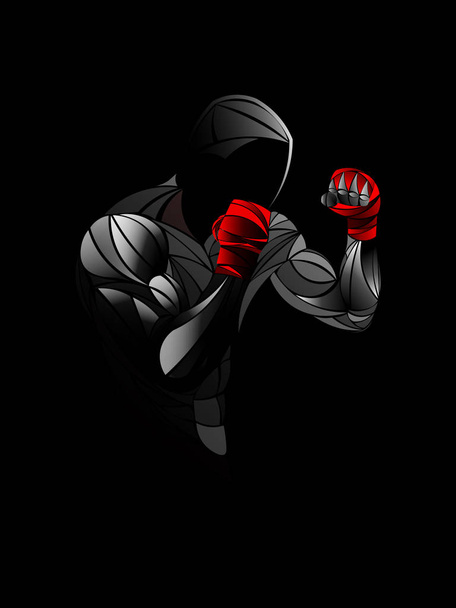 Boxer from particles. Boxing vector illustration. Boxer silhouette. Athletes image composed of particles. - Vector, Image