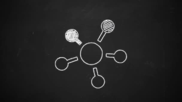 dessin à la main ligne art montrant les symboles de réseau de connexion avec craie blanche sur tableau noir
 - Séquence, vidéo