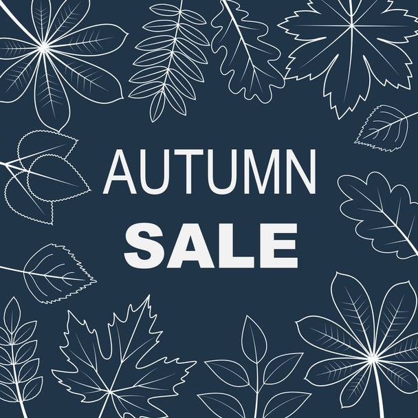 vector illustration of autumn sale with silhouette of leaves on background - Вектор,изображение