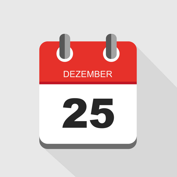 ikona czerwonym kalendarza 25 grudnia - Wektor, obraz
