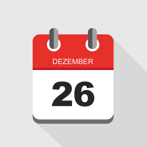 ikona červeného kalendáře 26 prosinec - Vektor, obrázek