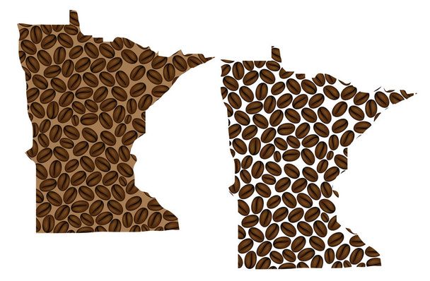 Minnesota (United States of America) -  map of coffee bean, Minnesota map made of coffee beans, - Vector, Image