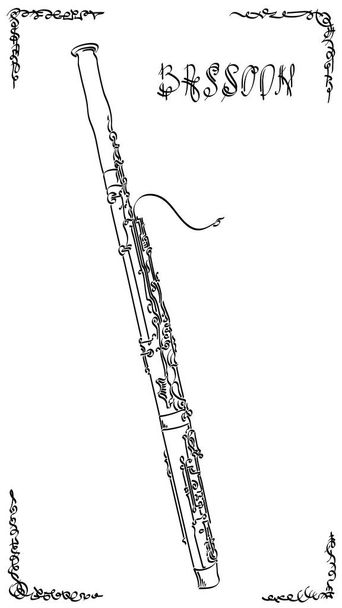 Vector abstract graphic arts sketch of drawing bassoon (wind musical instrument). - Vector, Image