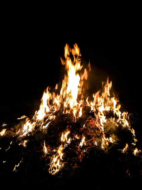 fogo grande fogo no escuro para um fundo
 - Foto, Imagem