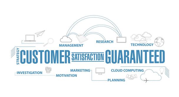 Customer Satisfaction guaranteed diagram plan concept isolated over a white backgroun - Photo, Image