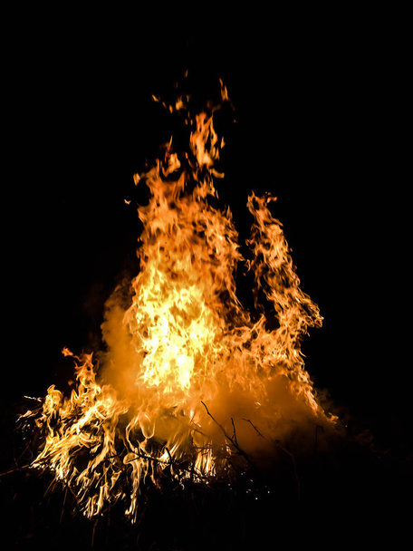 fire big fire in the dark for a background - Zdjęcie, obraz