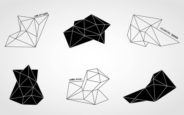 幾何学的なラベル、ロゴやアイコンです。折れ線の芸術の結晶デザイン要素のセットです。流行のヒップスターのロゴタイプ。ベクトル図. - ベクター画像