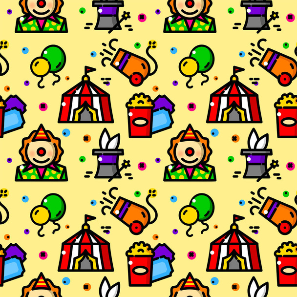 Circus seamless pattern with objects in line style, vector illustration - Вектор, зображення