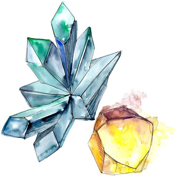 Diamant coloré bijoux en pierre minérale. Élément d'illustration isolé. Géométrique quartz polygone cristal pierre forme mosaïque améthyste gemme
. - Photo, image