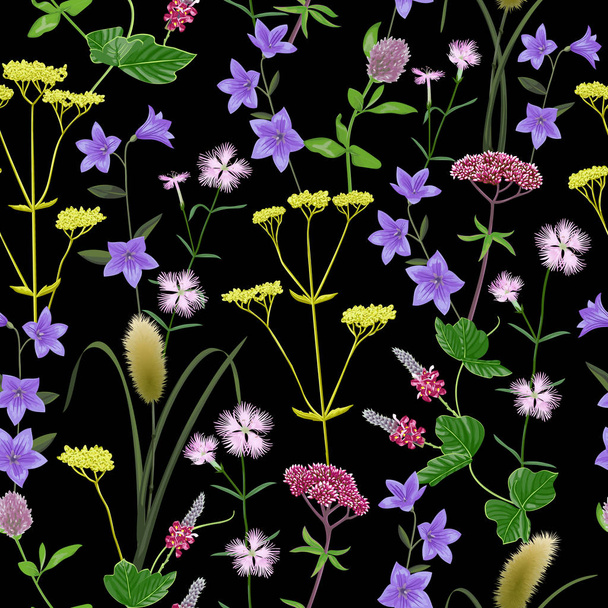 Seamless Pattern with seven herbs - Vektor, Bild
