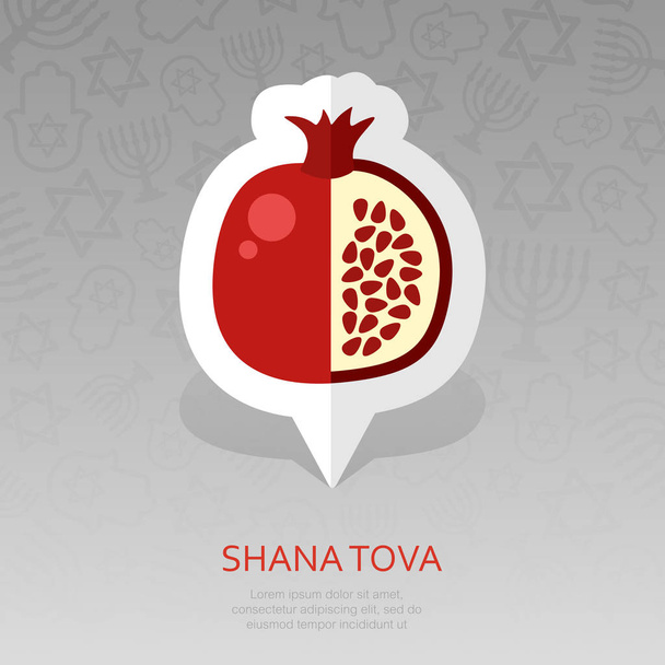 Granat. rosh hashanah Pin Map-Symbol. shana tova Kartenzeiger. frohes und süßes neues Jahr auf hebräisch. Kartenmarker. Diagramm-Symbol für Ihre Website-Design, Logo, App, ui. Vektorillustration - Vektor, Bild