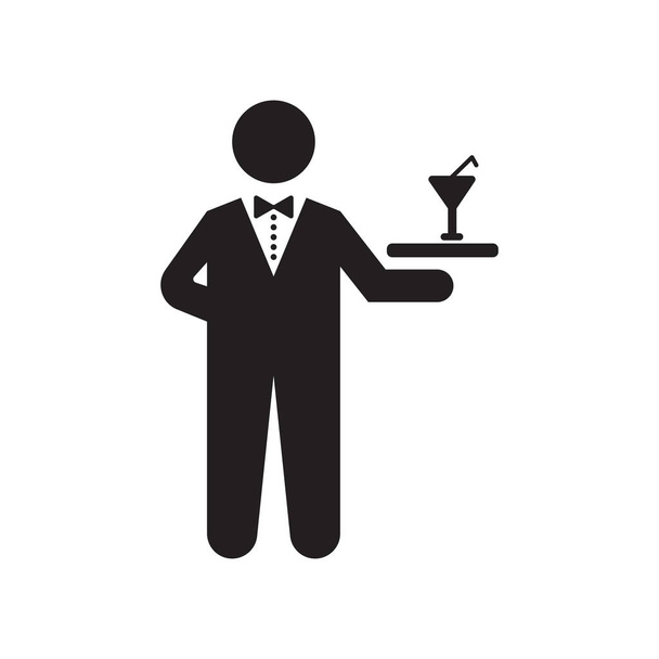 Signo de vector de icono de camarero y símbolo aislado sobre fondo blanco, concepto de logotipo de camarero
 - Vector, Imagen
